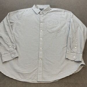 Under Armour Shirt Men's XXL Gray White Striped Cotton Pocket Long Sleeve Logo